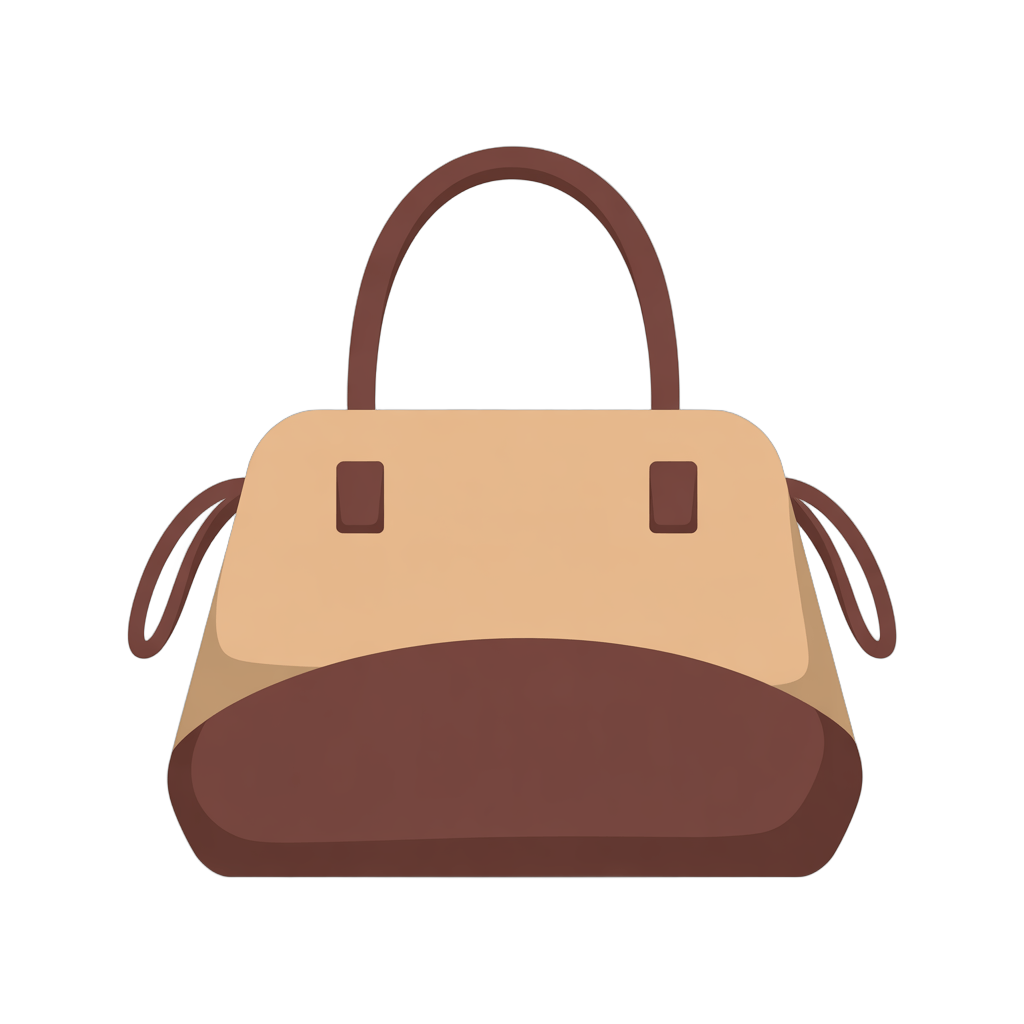 Beige and brown two tone handbag clipart for fashion ecommerce website and product catalogs PNG - transparent background
