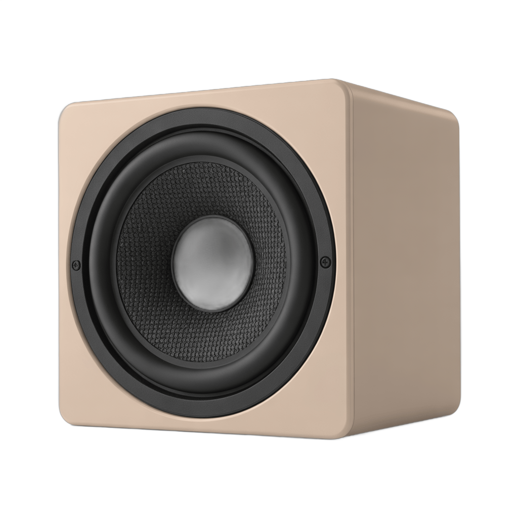 Beige minimalist speaker graphic element for modern interior design projects PNG - transparent background