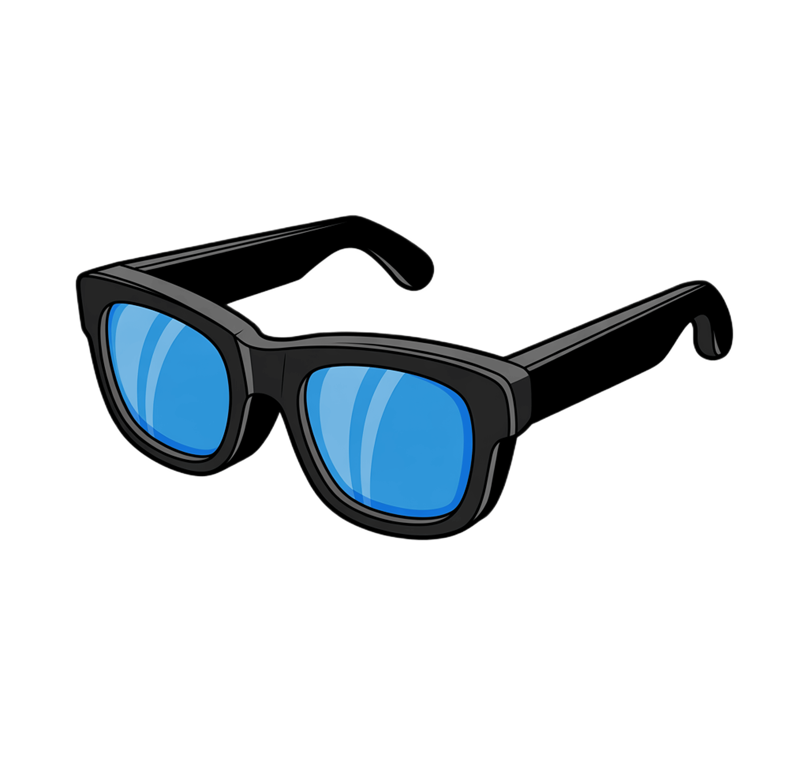 Black cat eye sunglasses with blue mirrored lenses isolated clipart for marketing designs PNG - transparent background