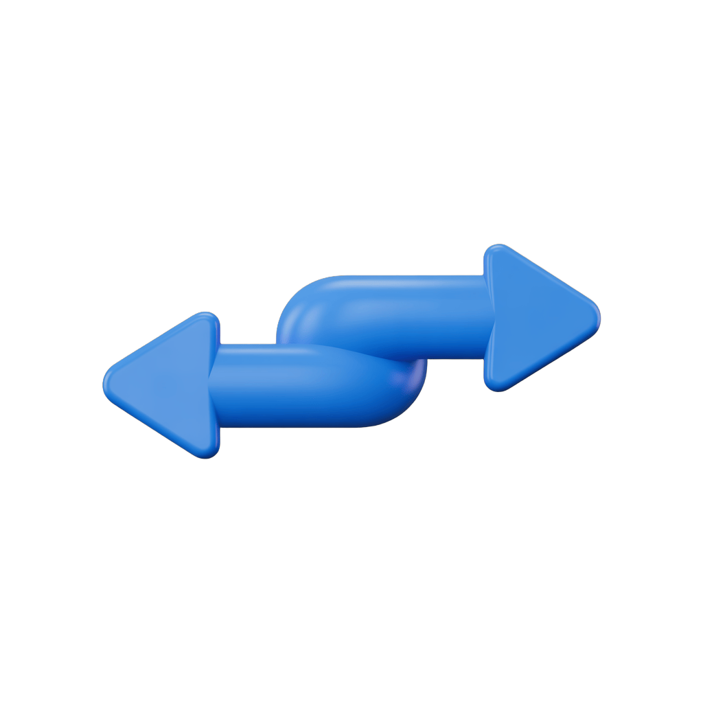 Blue double ended arrow clipart graphic element for presentations and web design PNG - transparent background