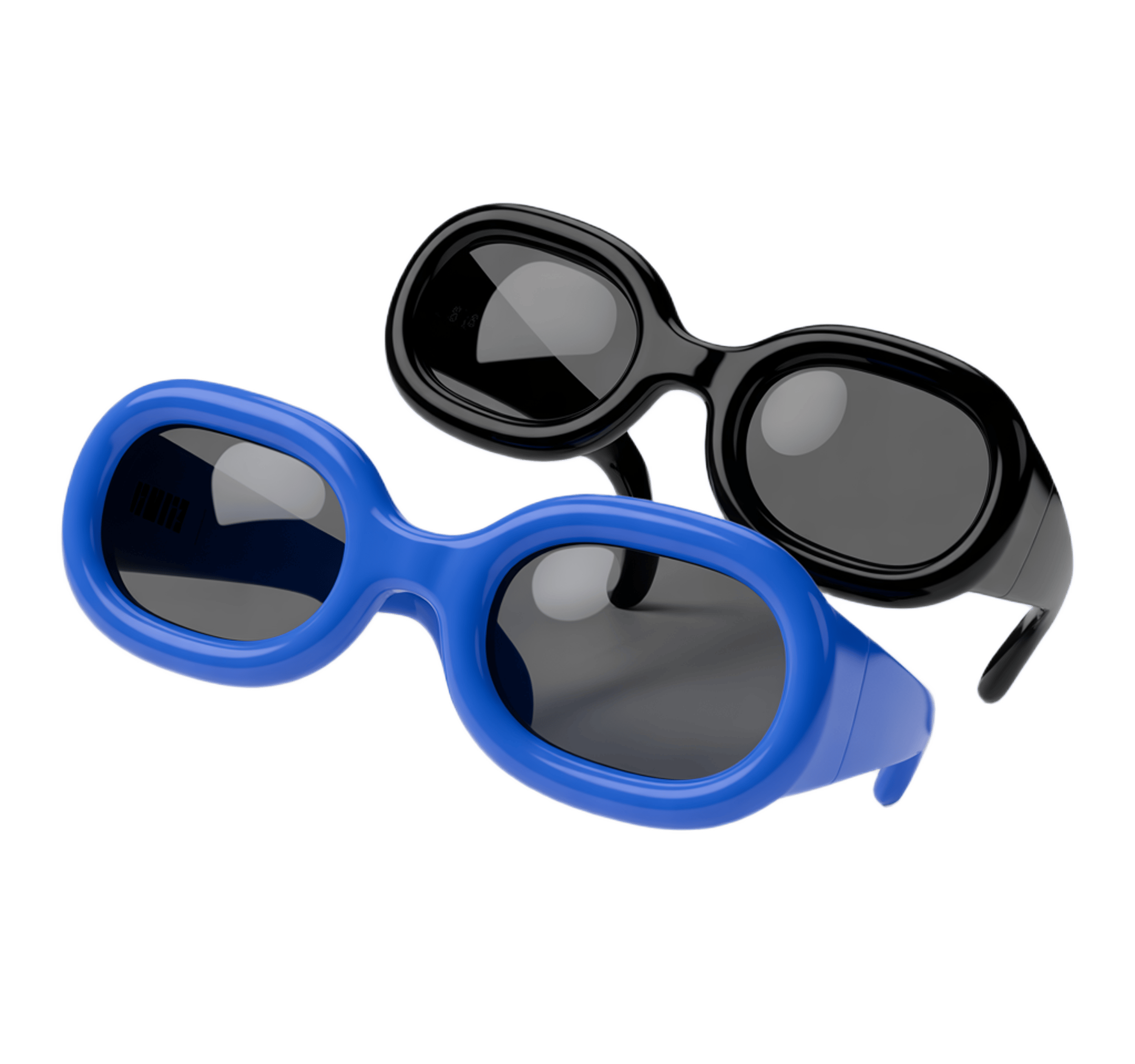 Bright blue and black protective safety goggles clipart for design projects PNG - transparent background