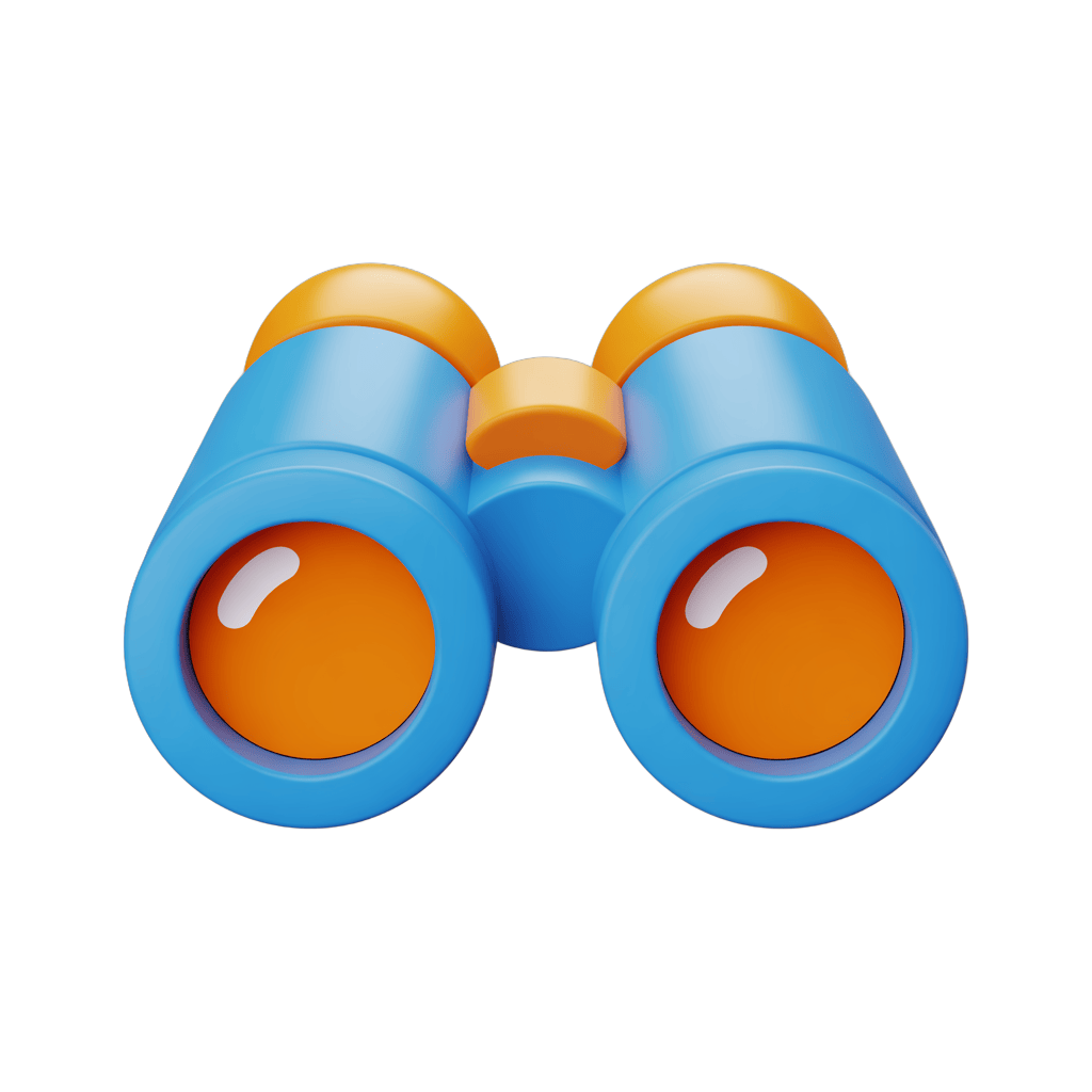 Bright blue and orange children's toy binoculars for educational play and outdoor exploration PNG - transparent background