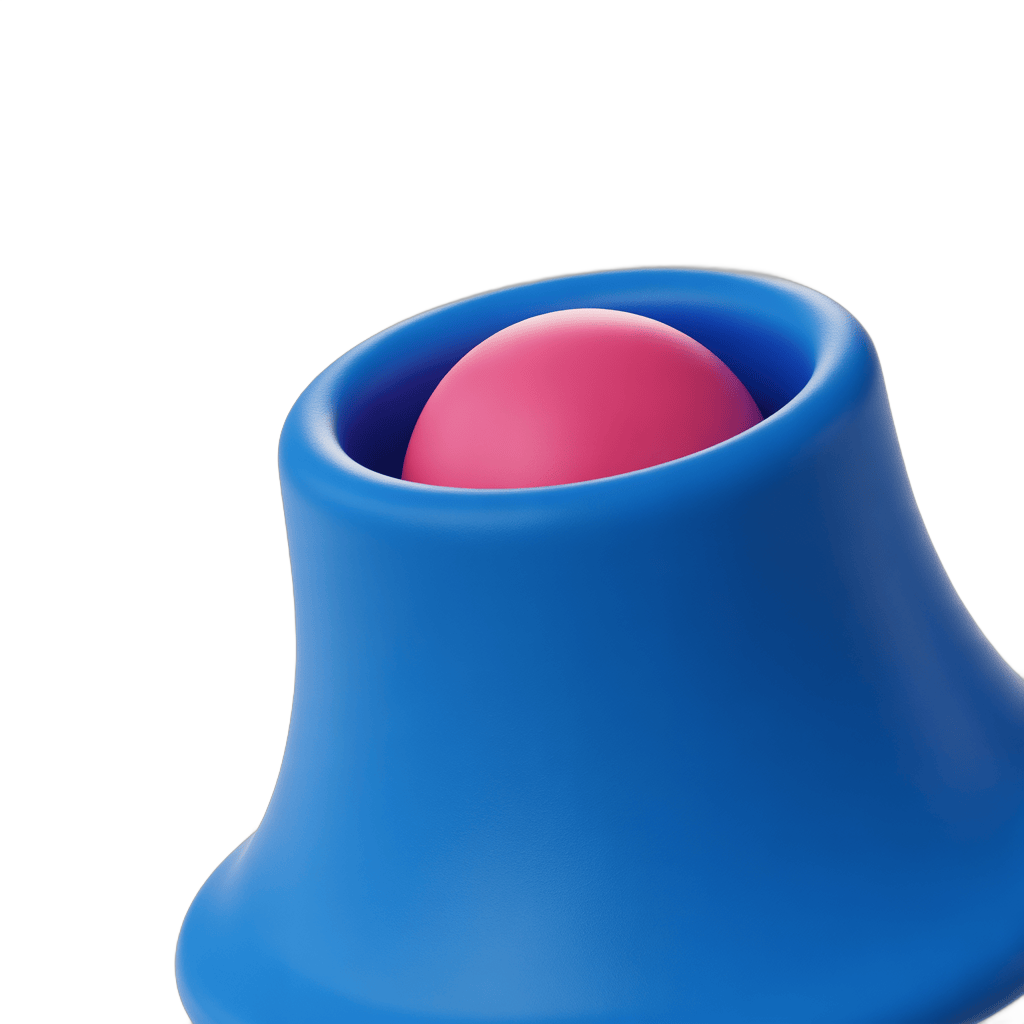 Bright blue bell with pink ball inside isolated clipart for notifications and alerts PNG - transparent background