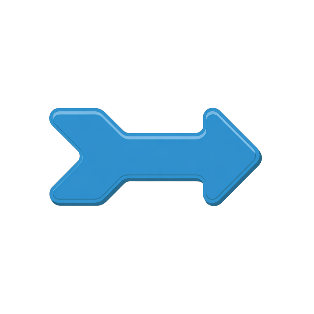 Bright blue directional arrow icon for presentations web design and user interface navigation PNG - transparent background