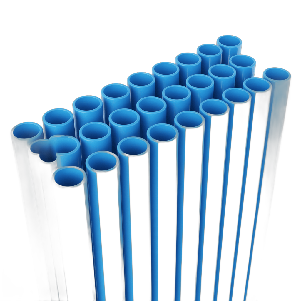 Bright blue plastic drinking straws collection isolated on transparent background for food packaging design PNG - transparent background