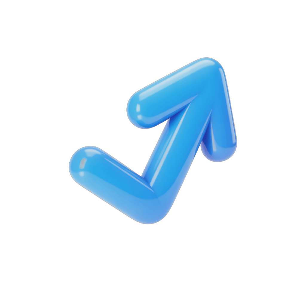 Bright blue upward arrow graphic element for presentations and marketing materials PNG - transparent background