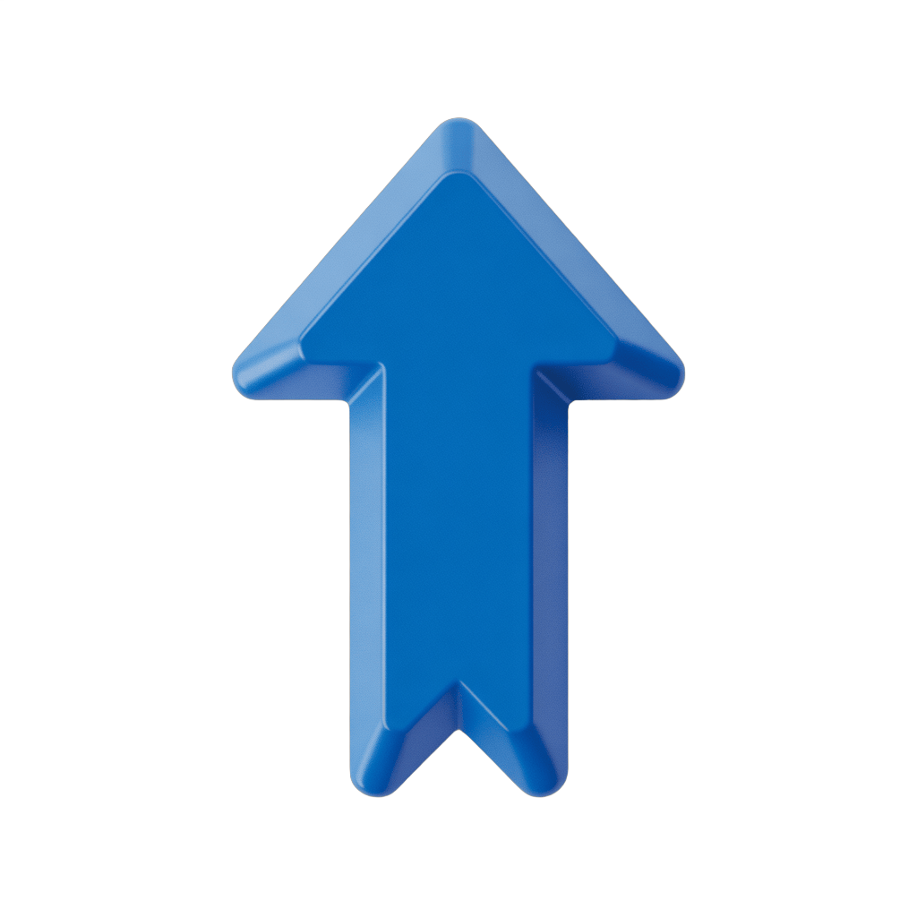 Bright blue upward arrow isolated clipart for presentations and web graphics PNG - transparent background