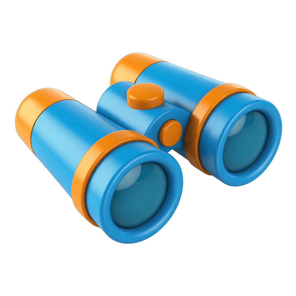 Bright cartoon binoculars for kids educational toys and outdoor adventure illustrations PNG - transparent background