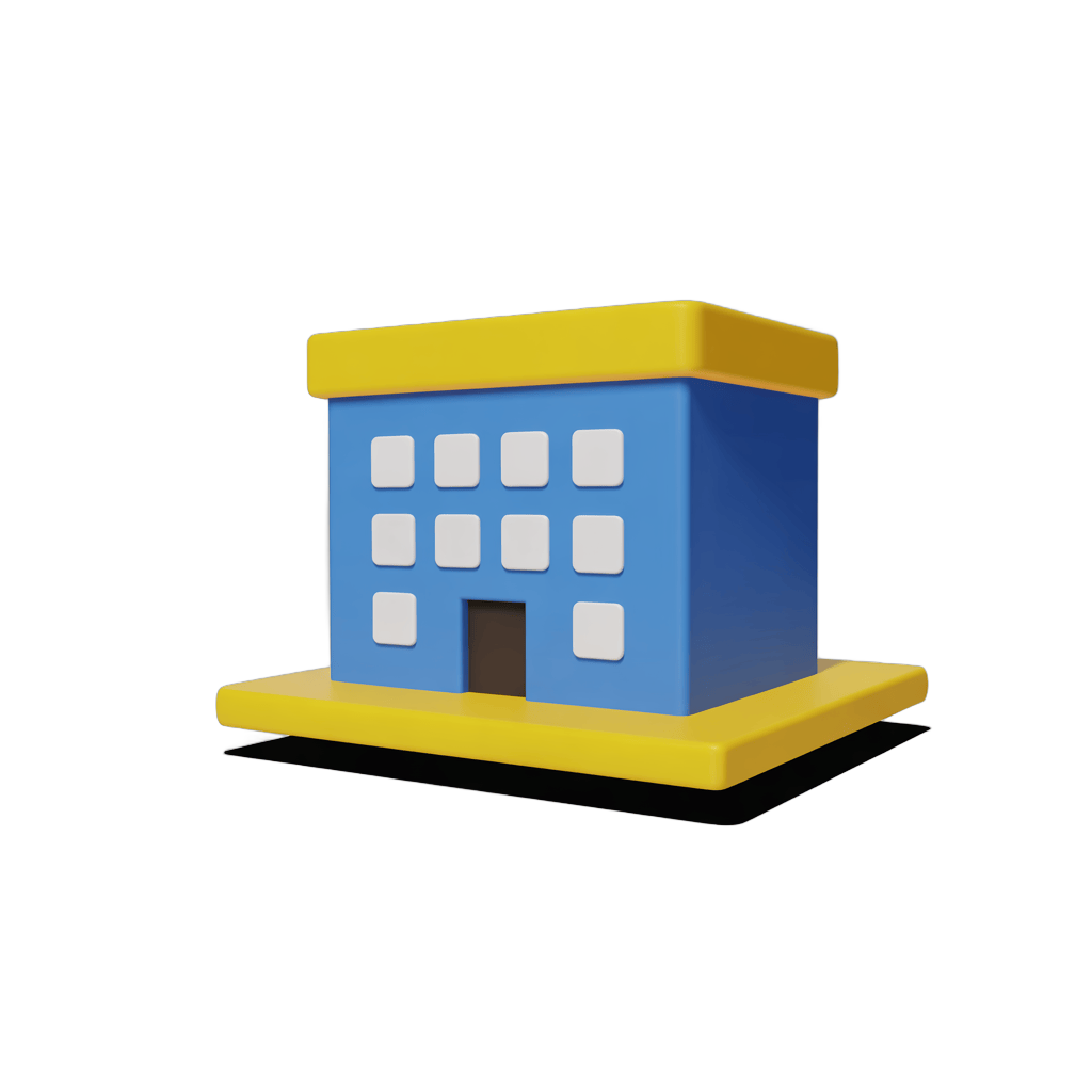 Bright cartoon building clipart for presentations and educational materials with transparent background PNG - transparent background