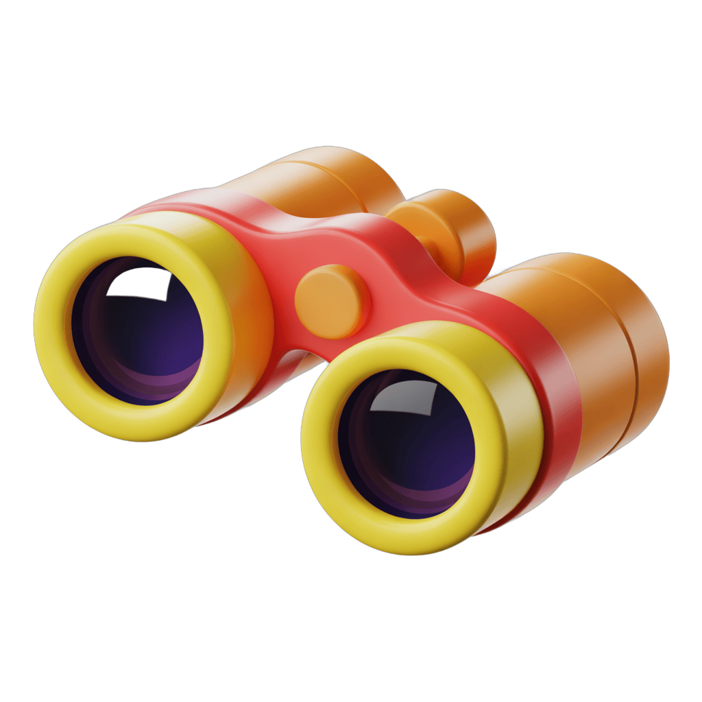 Bright colorful binoculars toy for kids educational play and outdoor adventure activities PNG - transparent background