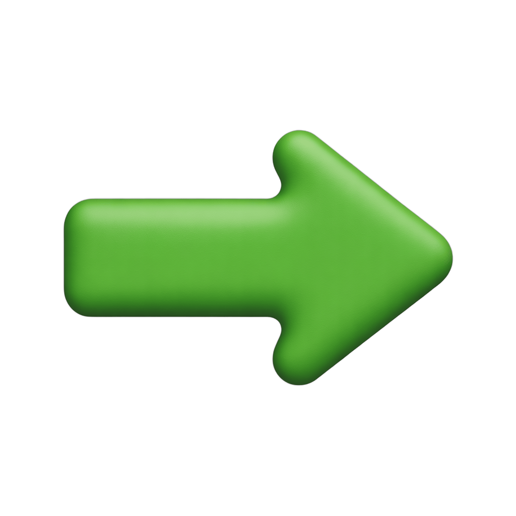 Bright green 3d arrow graphic element for presentations slides and web design navigation PNG - transparent background