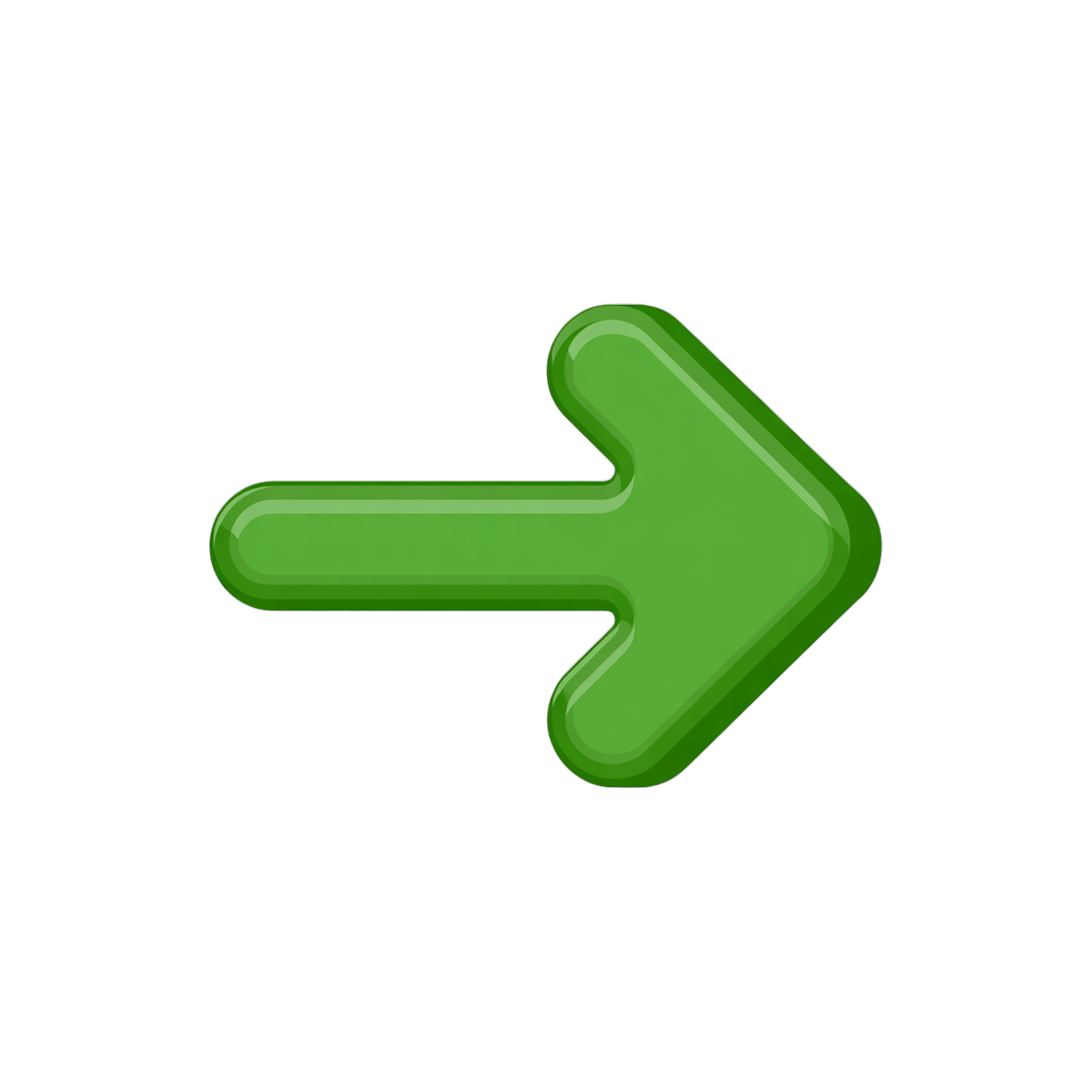 Bright green 3d arrow icon for presentations websites and user interface design PNG - transparent background
