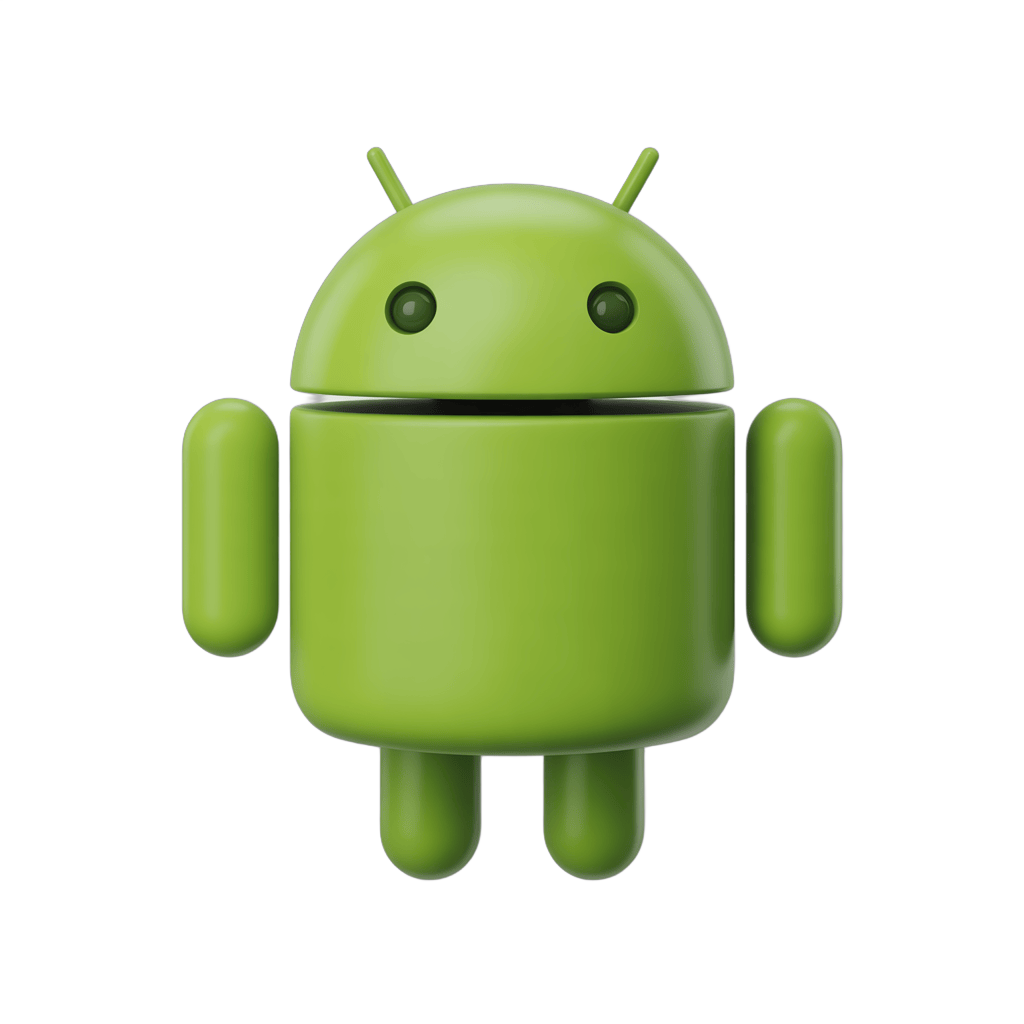 Bright green android robot mascot icon with transparent background for app branding and mobile design PNG - transparent background