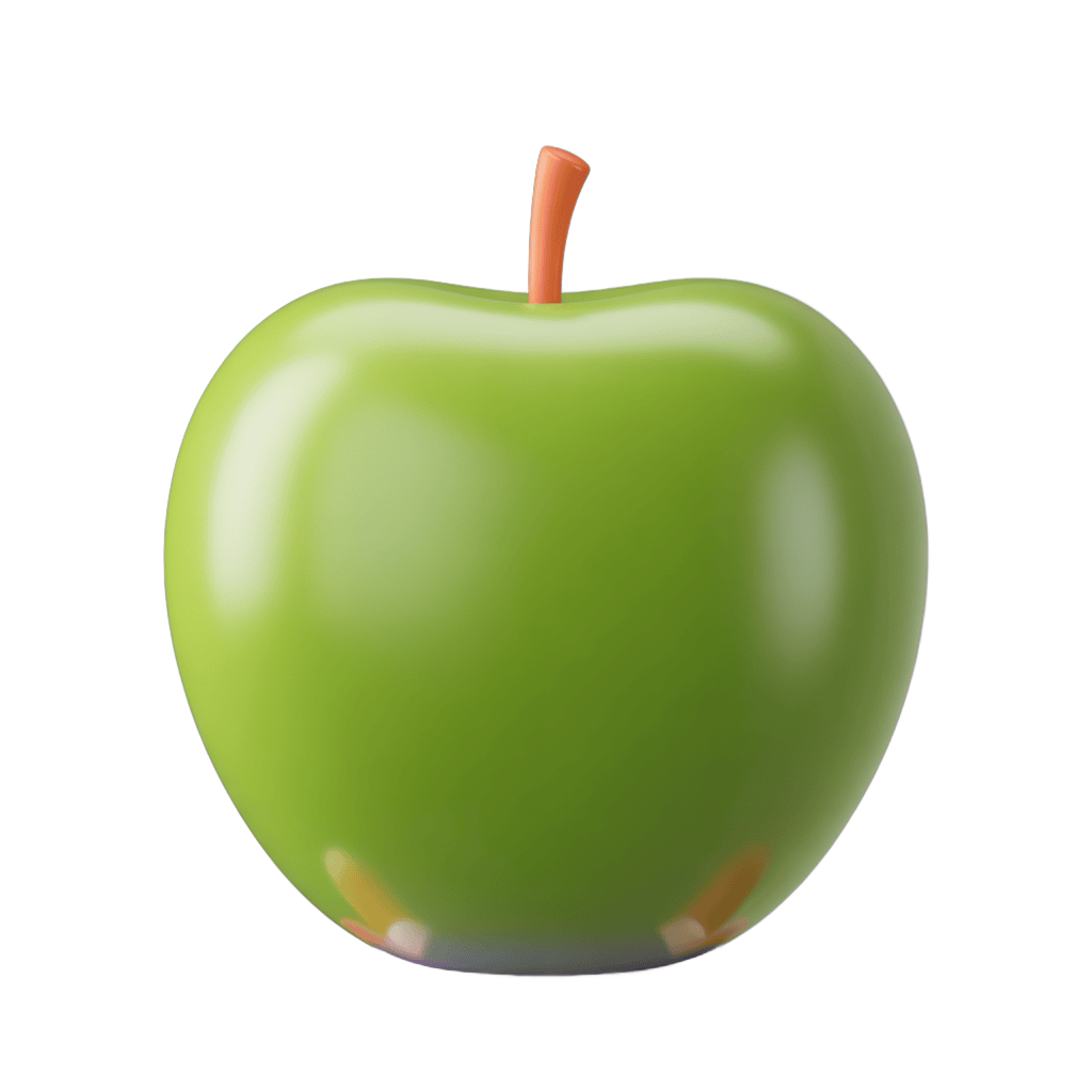 Bright green apple isolated clipart for food graphics and healthy lifestyle designs PNG - transparent background