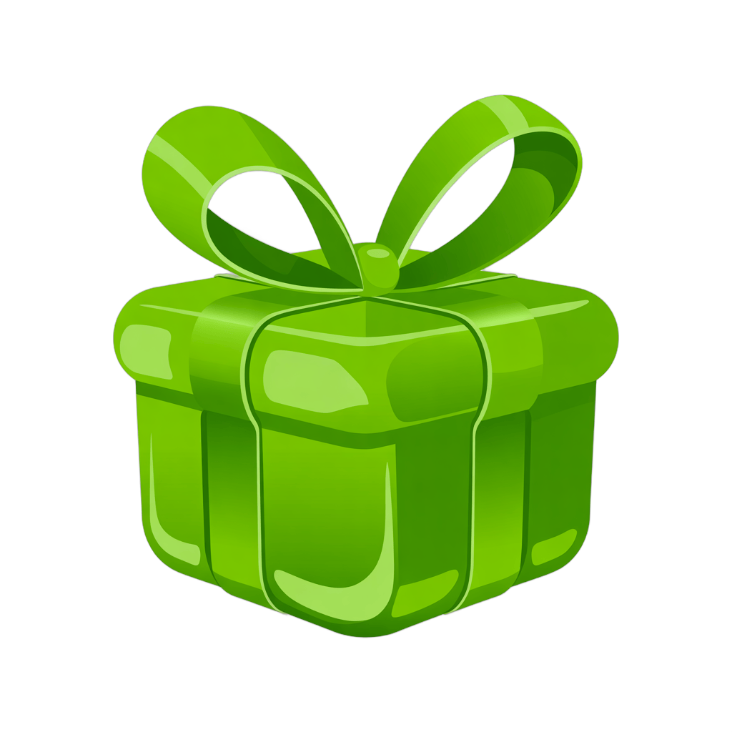 Bright green gift box with bow for eco friendly holiday promotions and sustainable marketing designs PNG - transparent background