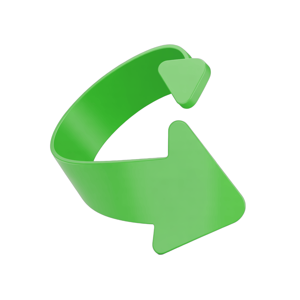 Bright green recycling arrow symbol for eco friendly business presentations and marketing materials PNG - transparent background