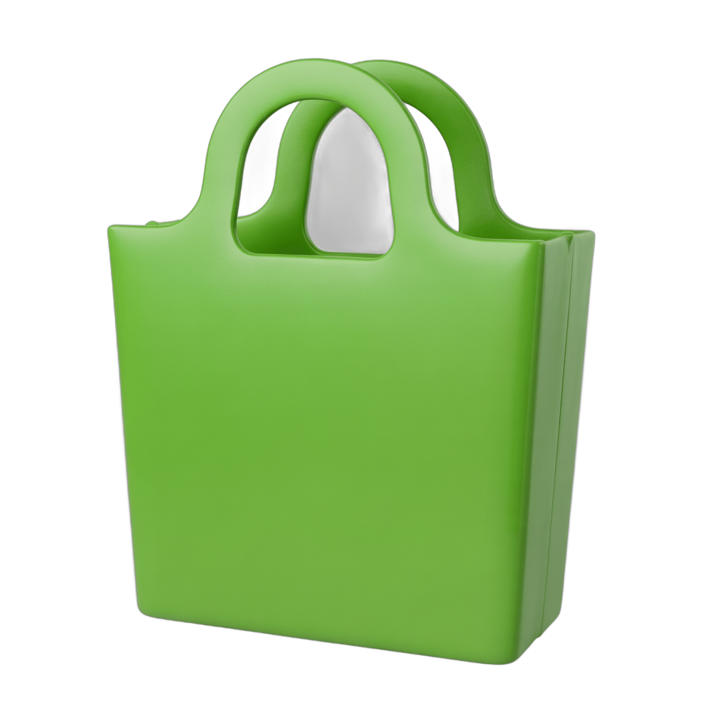 Bright green tote bag isolated clipart for eco friendly branding and promotional designs PNG - transparent background