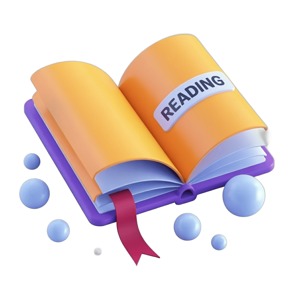 Bright open book with reading label for educational and literacy campaign graphics PNG - transparent background