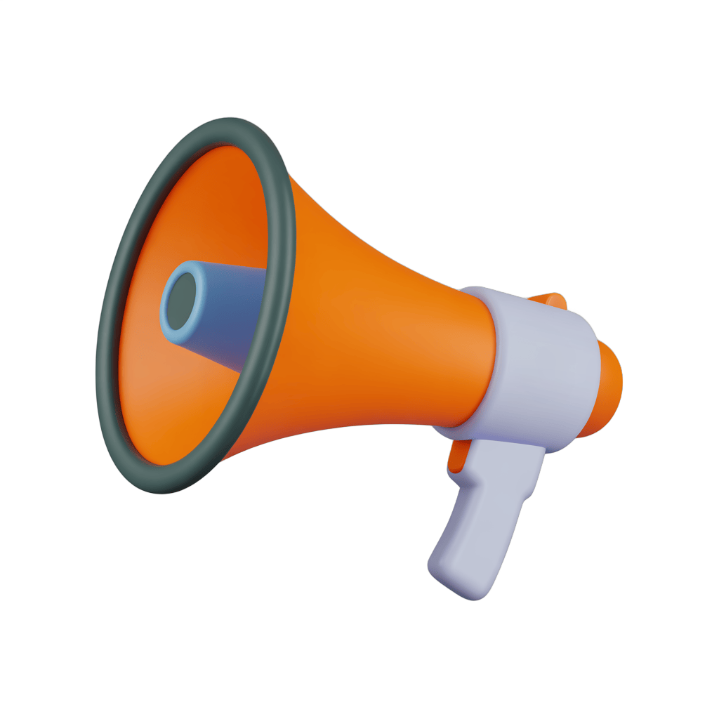 Bright orange megaphone clipart for presentations and announcements PNG - transparent background