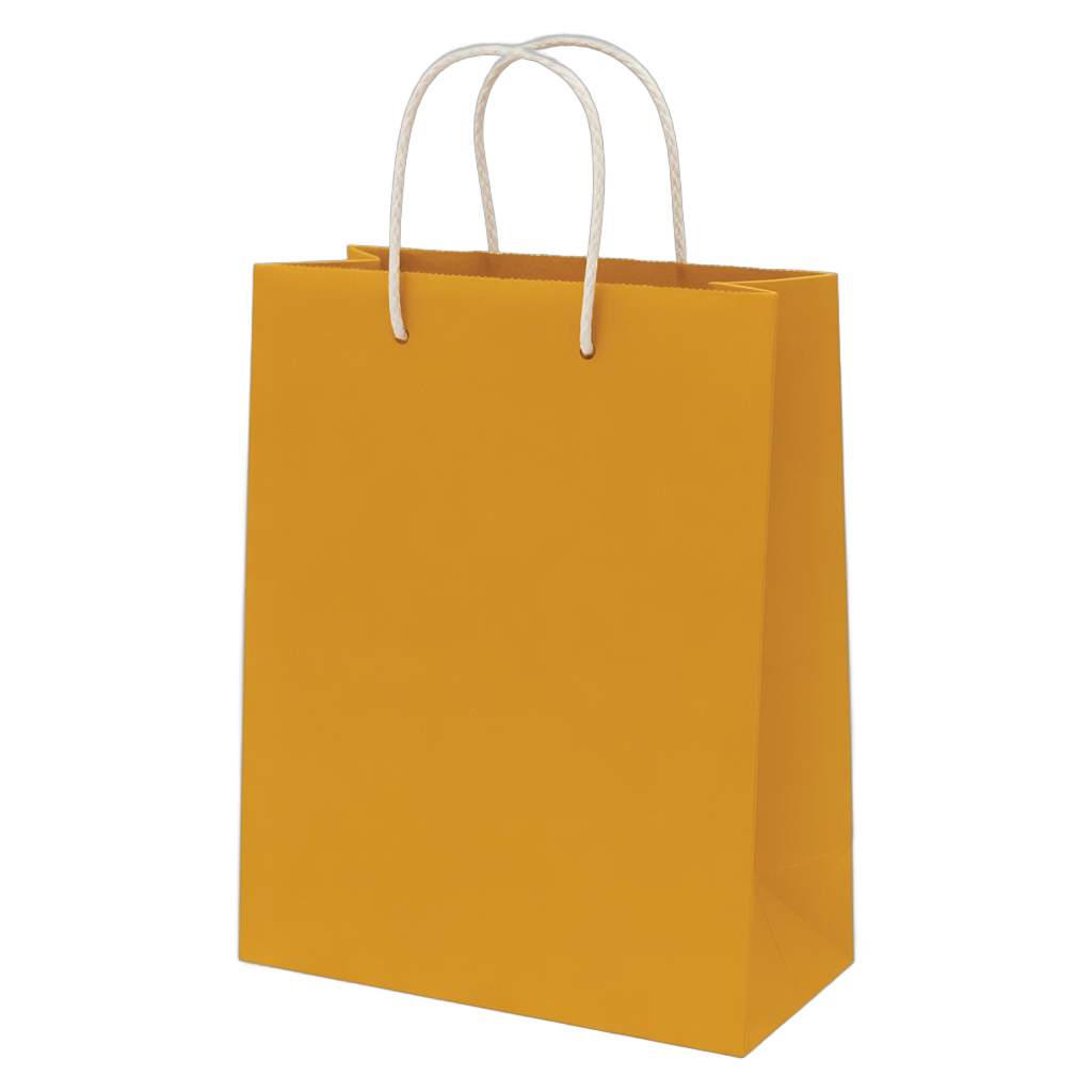 Bright orange shopping bag with handles isolated clipart for marketing and branding designs PNG - transparent background