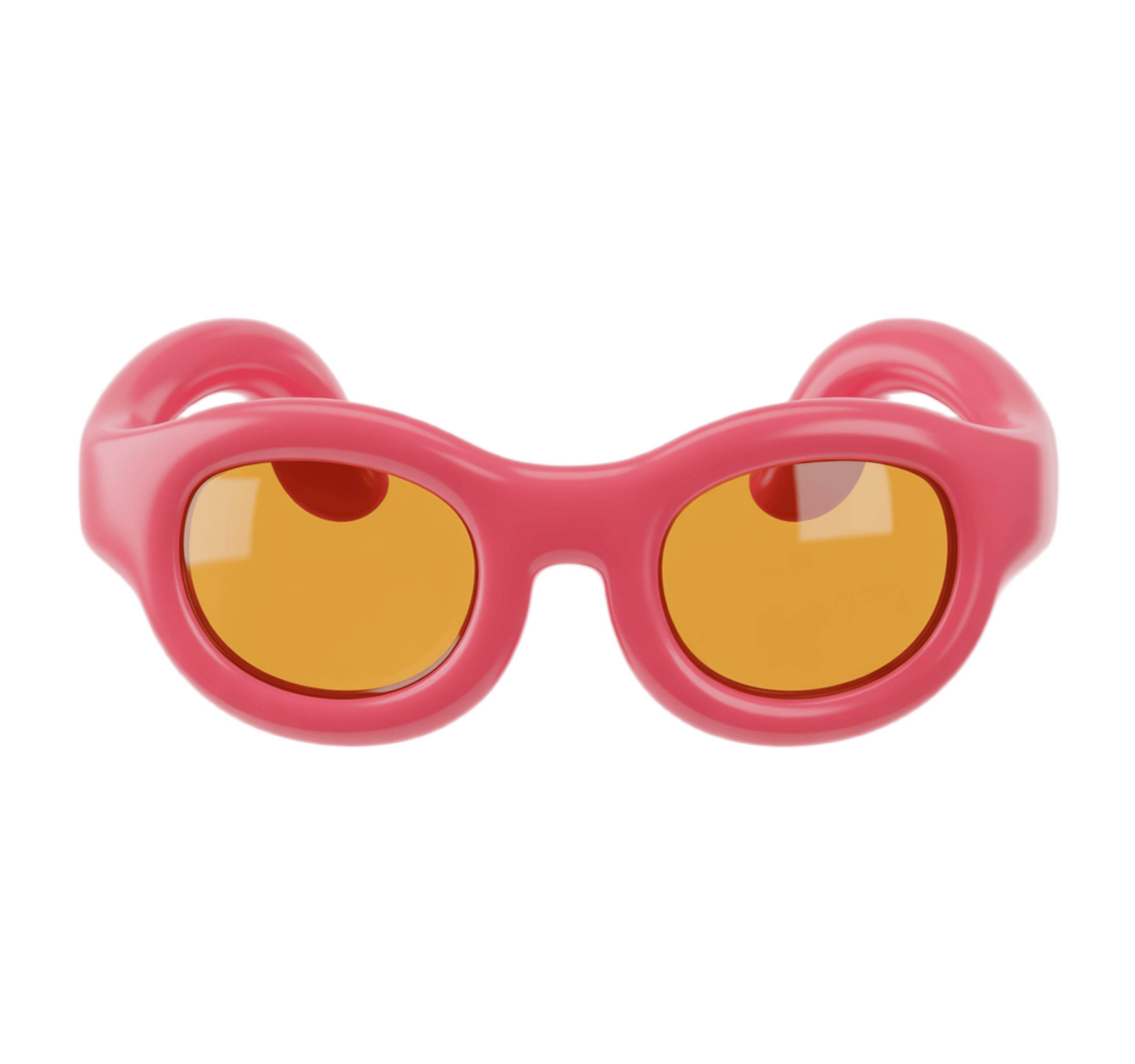 Bright pink retro sunglasses with orange lenses isolated clipart for fashion design and branding PNG - transparent background