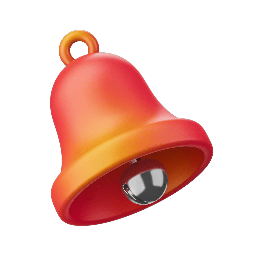 Bright red and orange isolated bell clipart graphic for notifications alerts and alerts icons PNG - transparent background