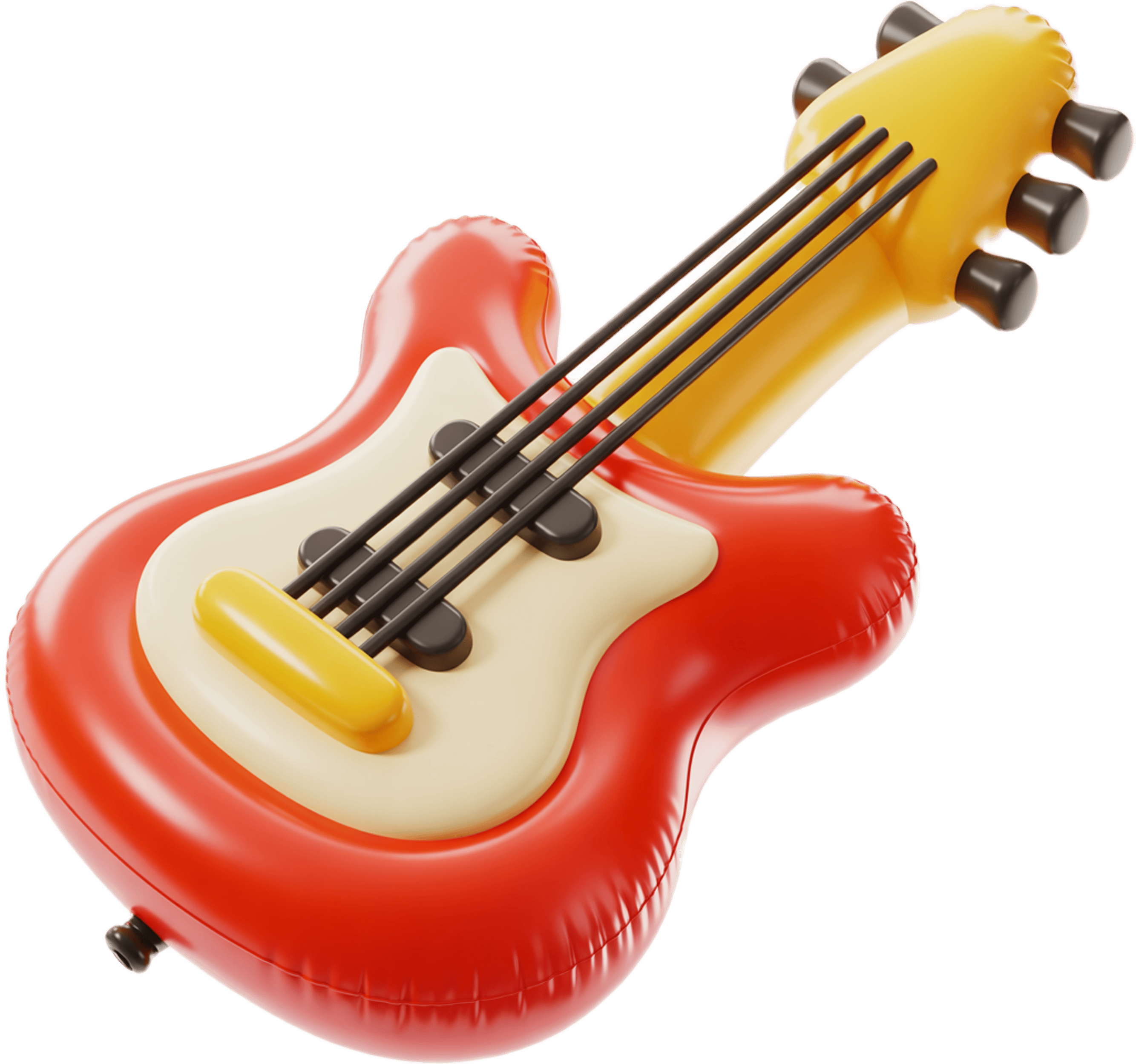 Bright red cartoon electric guitar clipart for kids music education and children activities PNG - transparent background