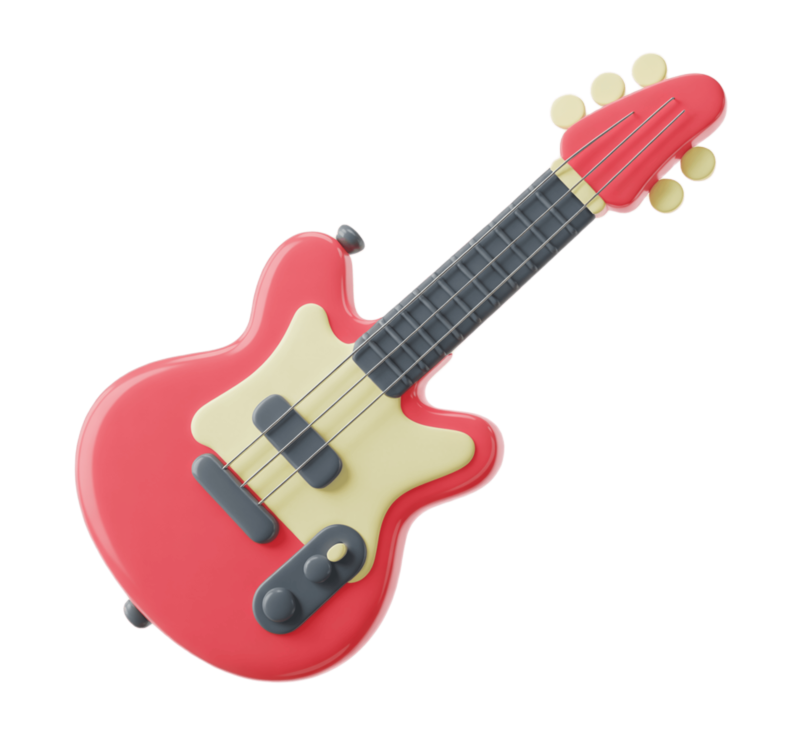 Bright red electric guitar 3d clipart isolated on transparent background for music graphics PNG - transparent background