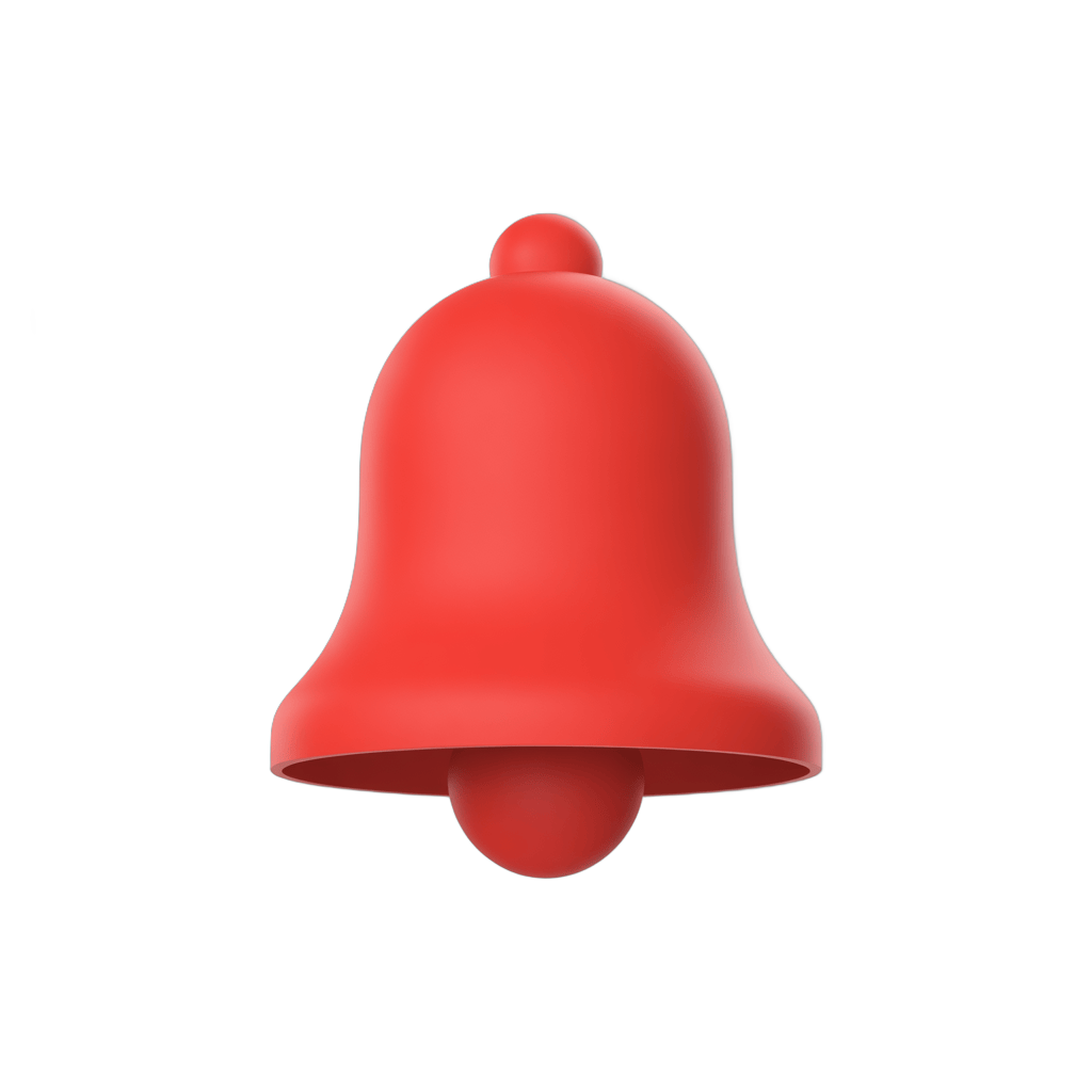 Bright red isolated bell graphic element for notifications alerts and alerts icons PNG - transparent background