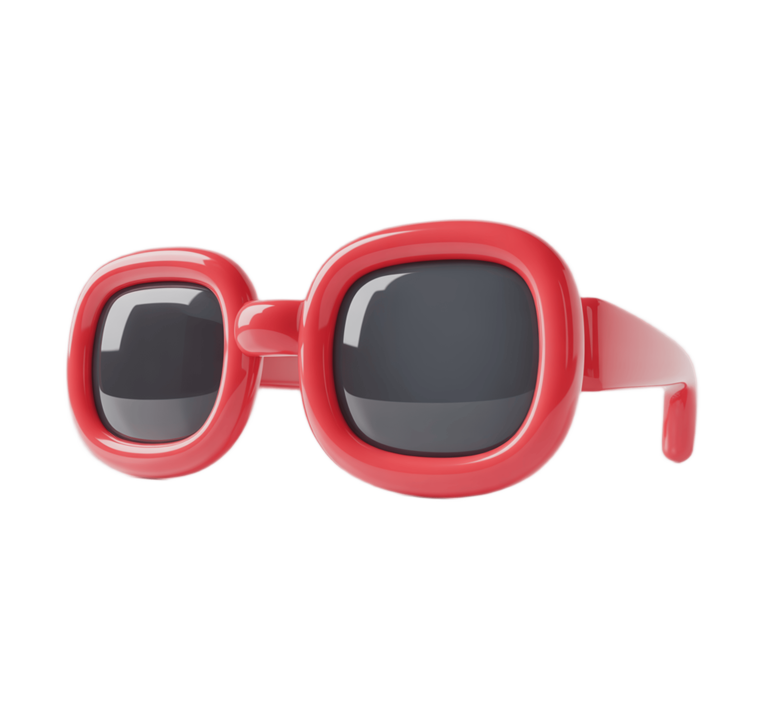 Bright red retro sunglasses clipart with mirrored lenses for fashion branding and summer marketing PNG - transparent background