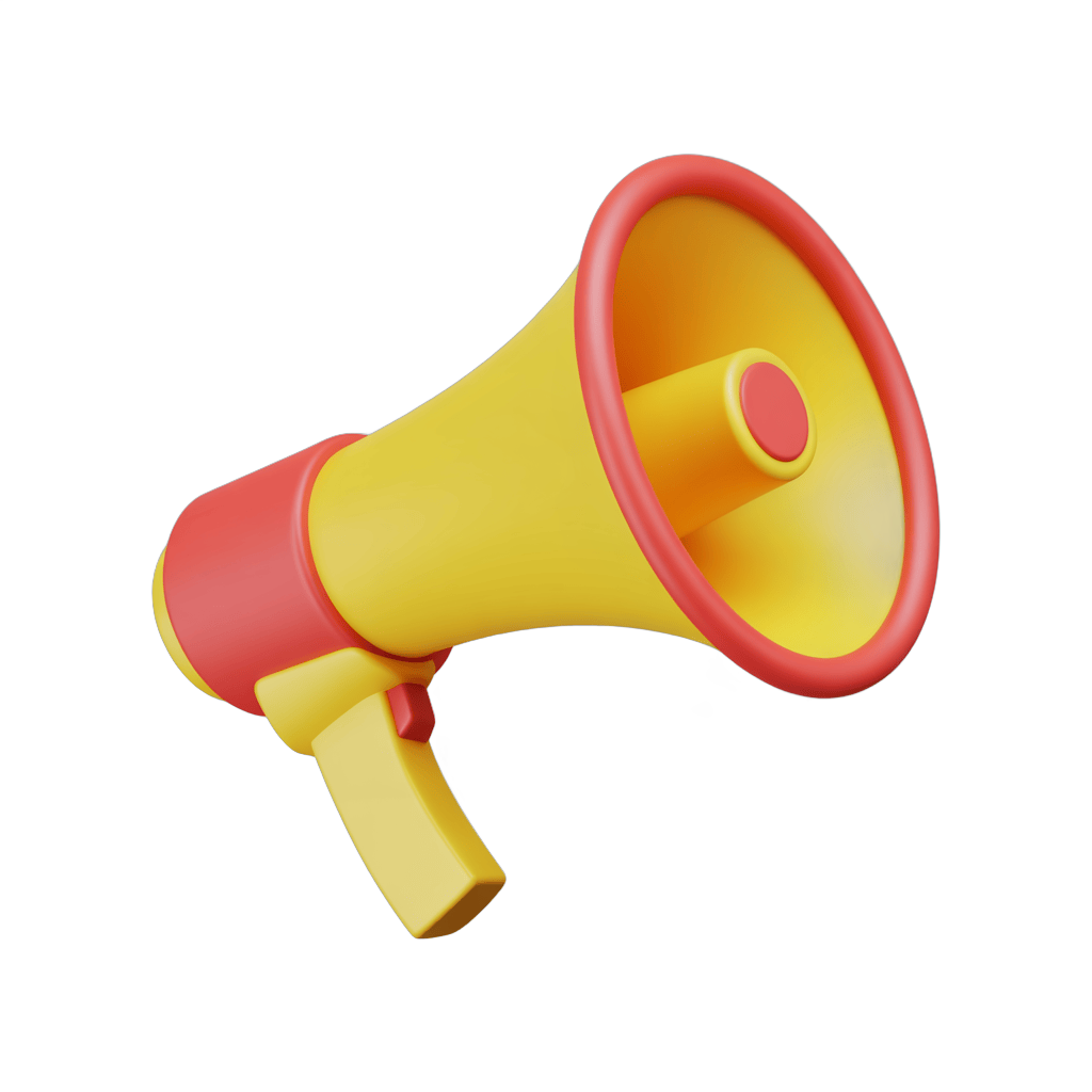 Bright yellow and red isolated megaphone clipart for presentations and announcements PNG - transparent background