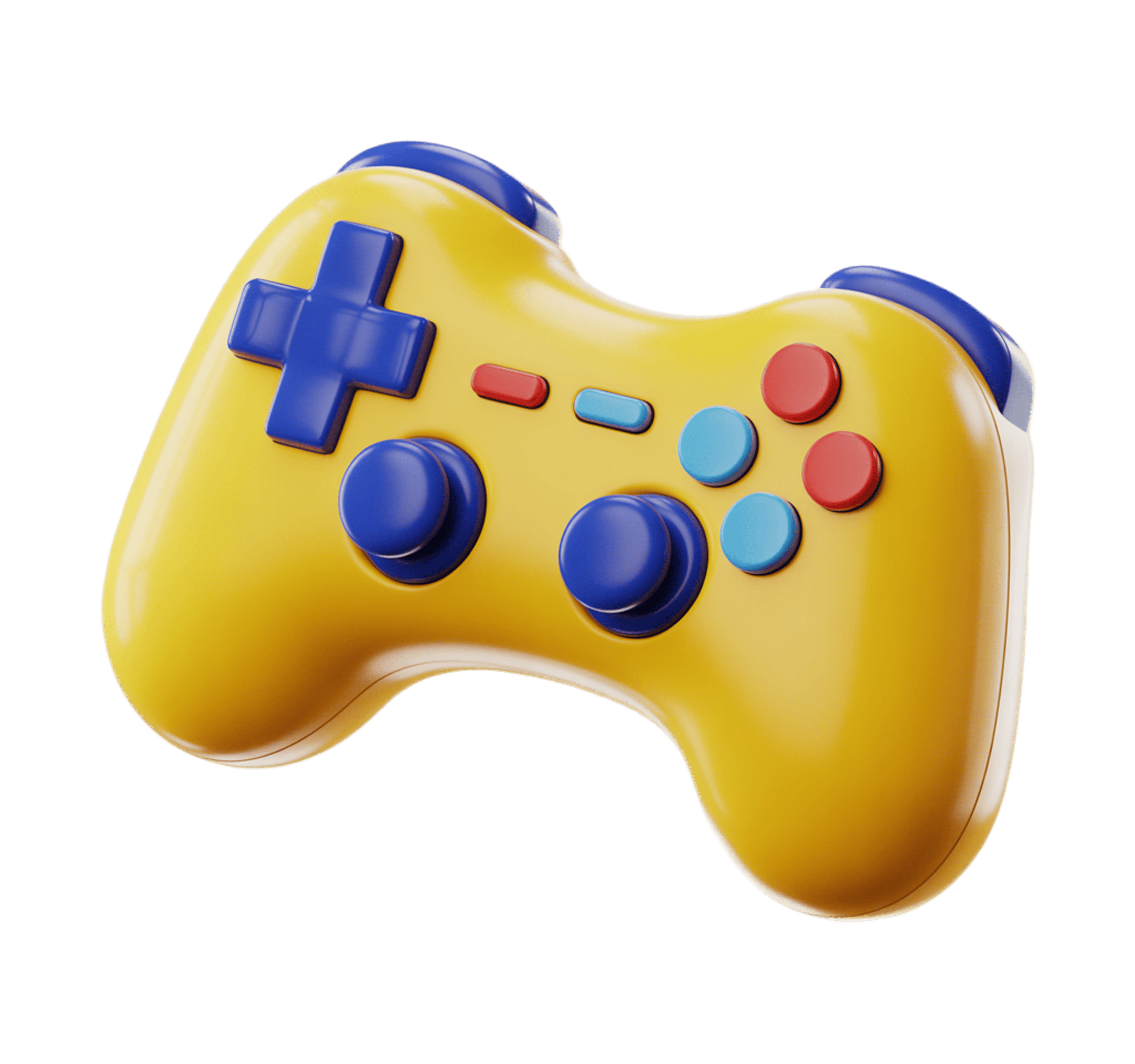 Bright yellow gaming controller clipart with colorful buttons for digital presentations and designs PNG - transparent background