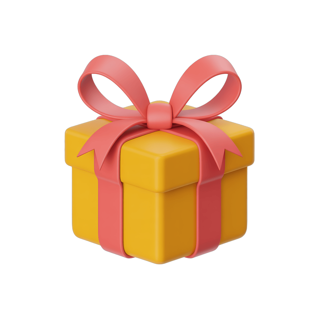 Bright yellow gift box with pink ribbon for birthday celebration and party decoration PNG - transparent background