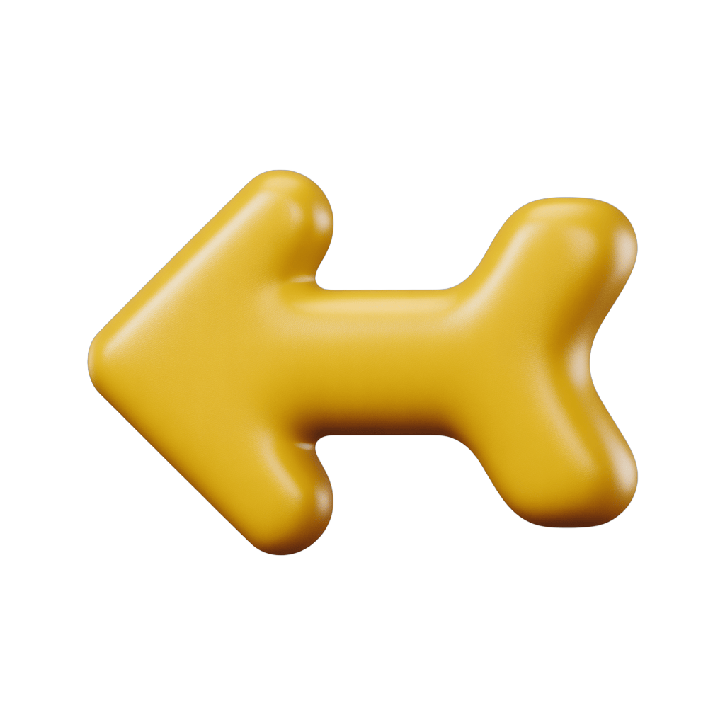 Bright yellow left pointing arrow icon for user interface design and navigation graphics PNG - transparent background