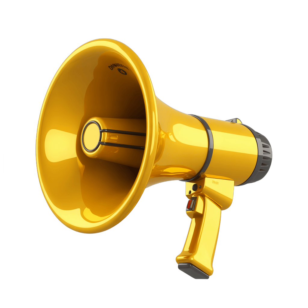 Bright yellow megaphone clipart for announcements and event promotions PNG - transparent background