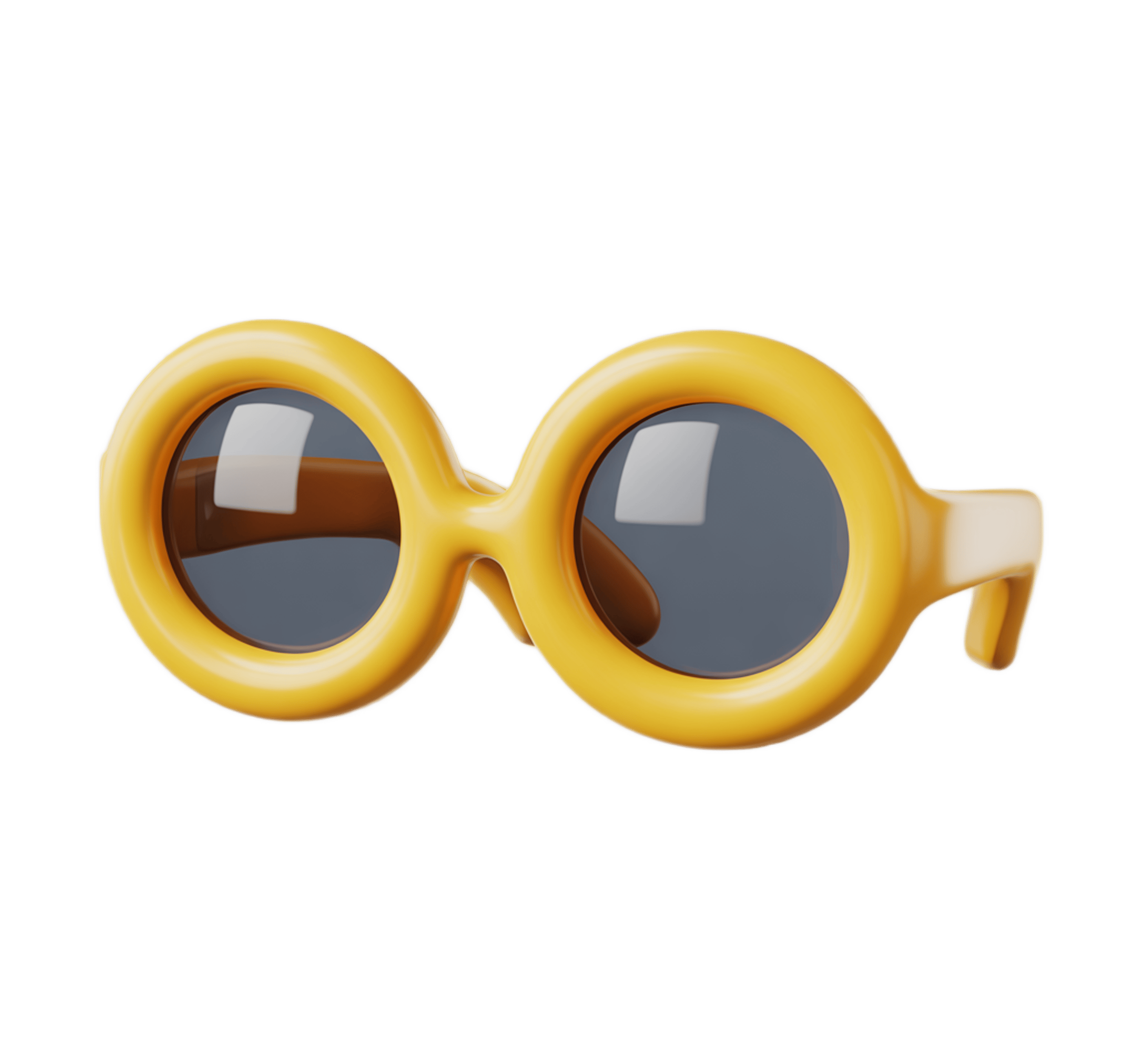 Bright yellow retro round sunglasses clipart for summer fashion and branding designs PNG - transparent background