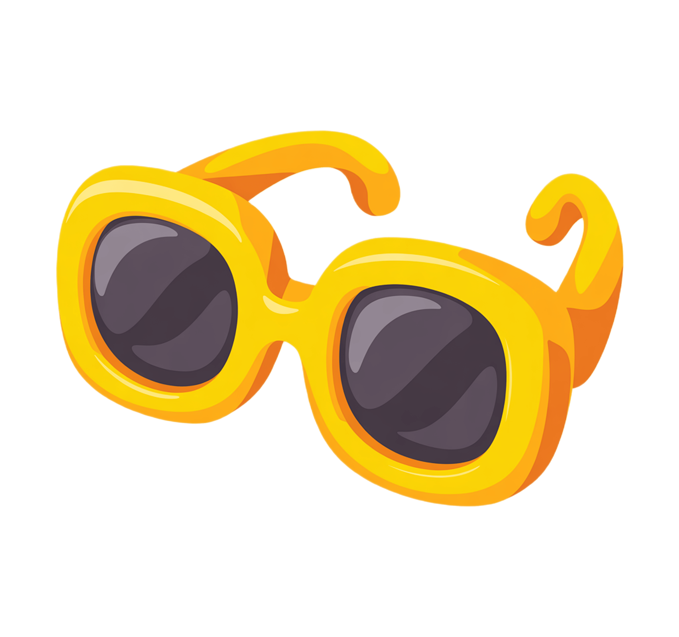 Bright yellow retro sunglasses clipart for summer vacation travel and beachwear designs PNG - transparent background