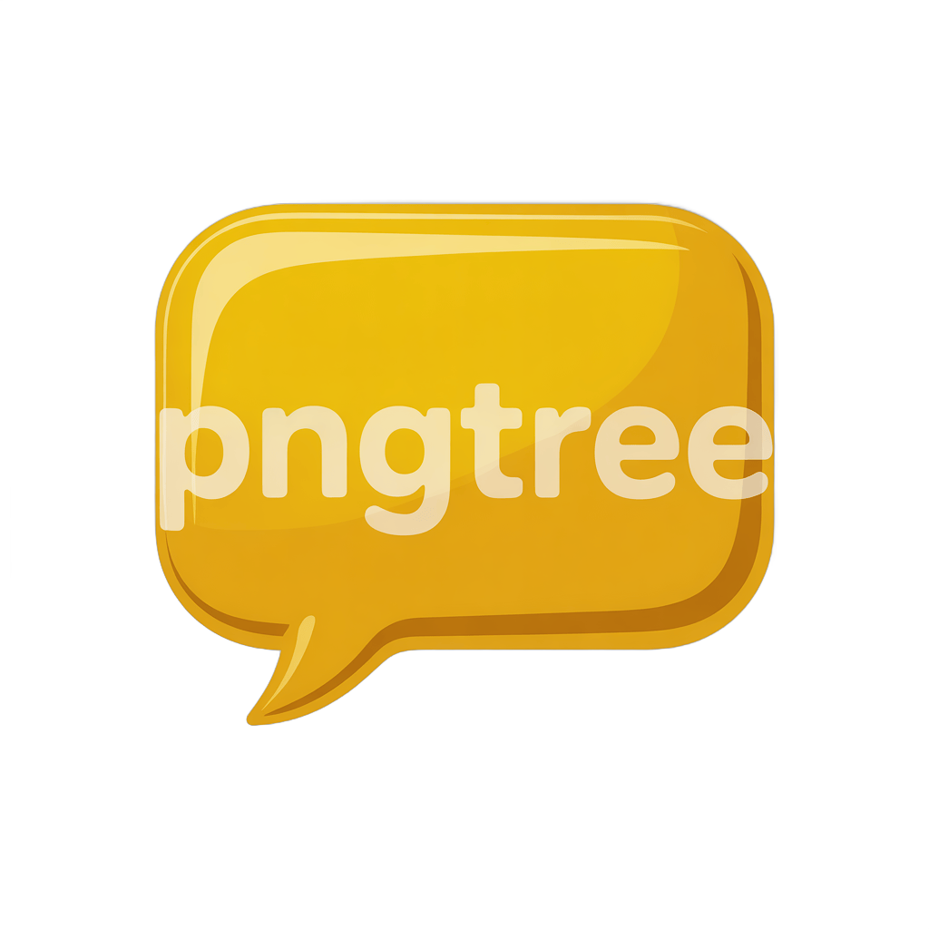 Bright yellow speech bubble clipart with pngtree text for website graphics and presentations - transparent background