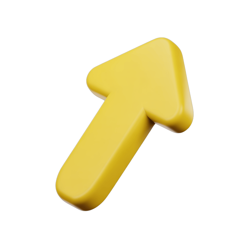 Bright yellow upward arrow isolated graphic element for presentations and web design PNG - transparent background