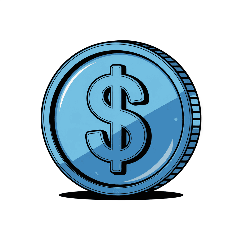 Cartoon dollar coin graphic element for business financial presentations and marketing materials PNG - transparent background
