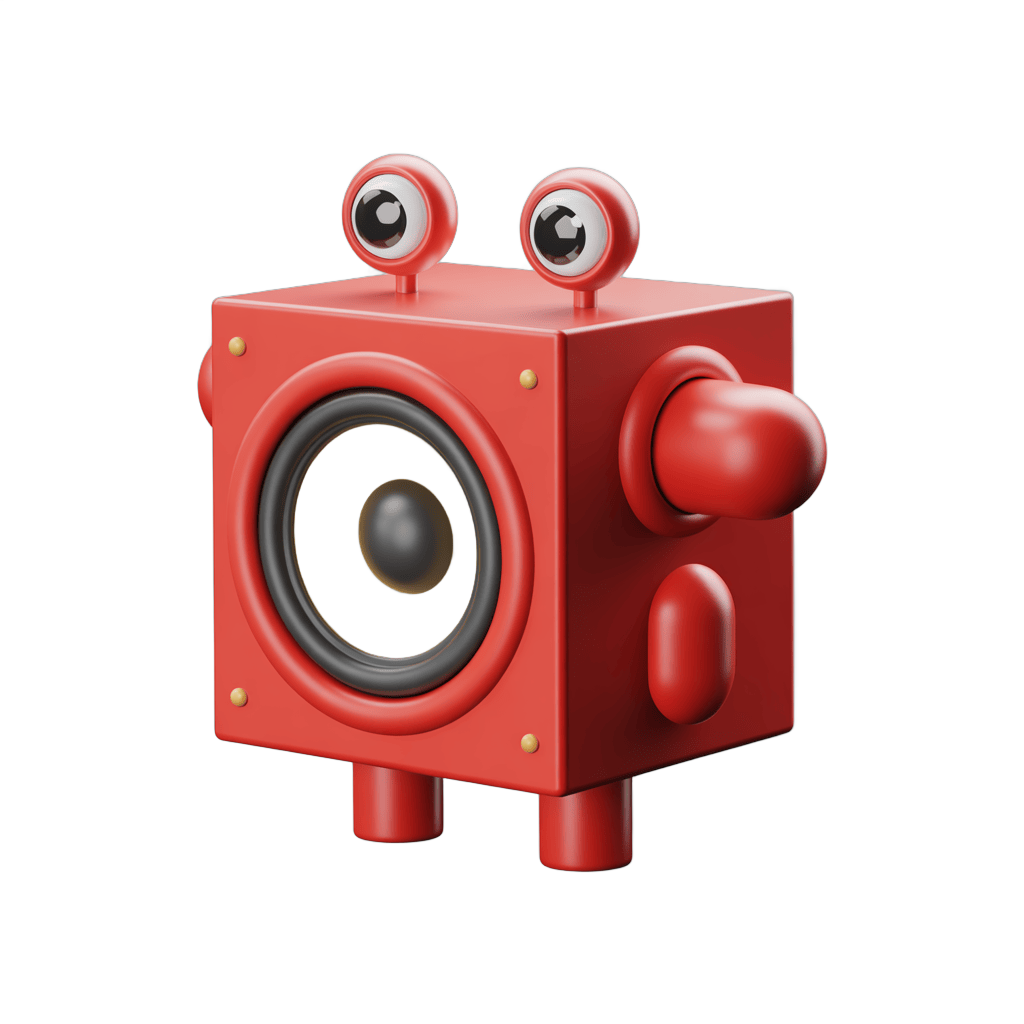 Cartoon robot speaker with eyes and knobs isolated transparent background clipart PNG - transparent background