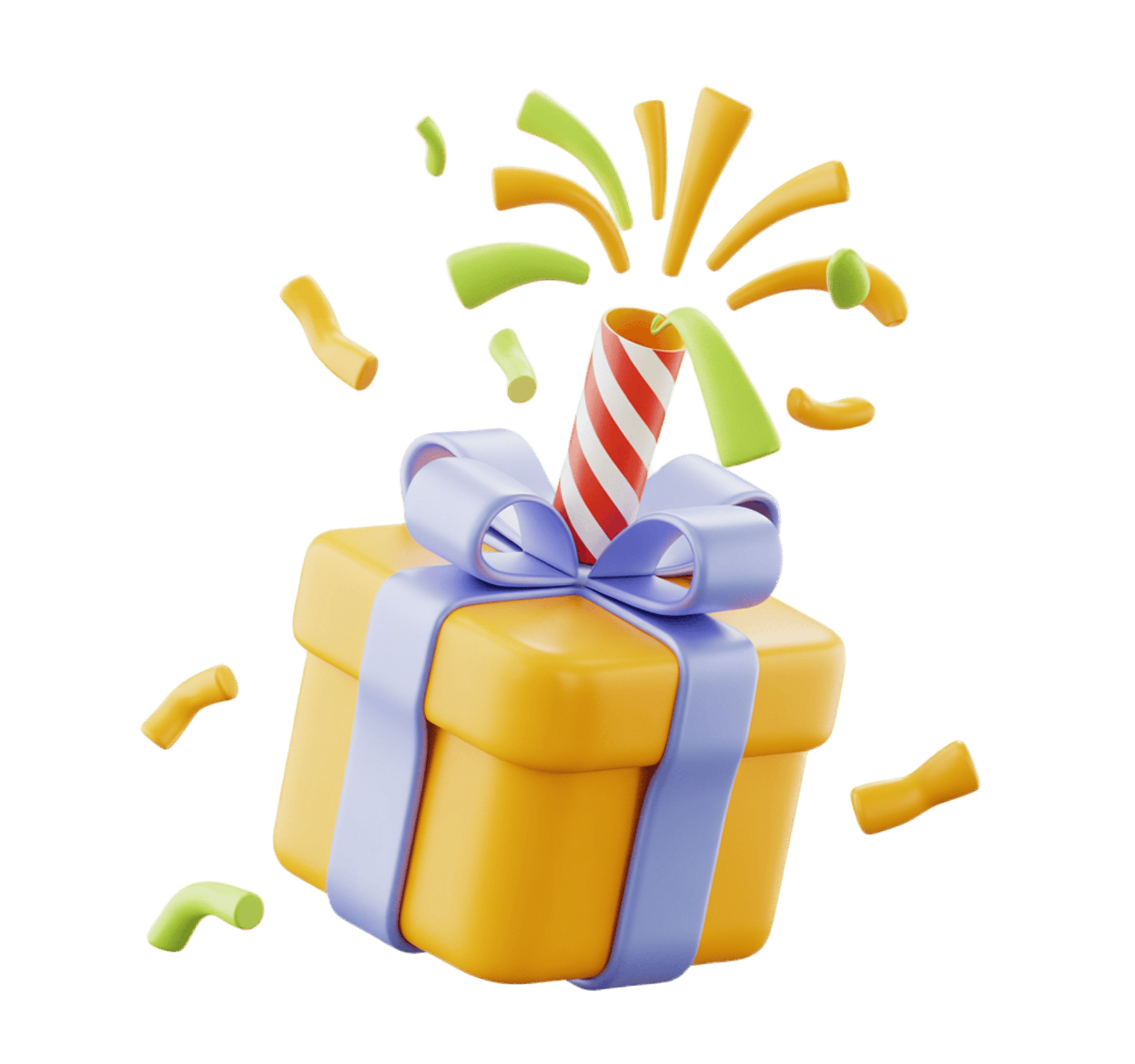 Celebration gift box with popping fireworks confetti for birthday party decoration PNG - transparent background