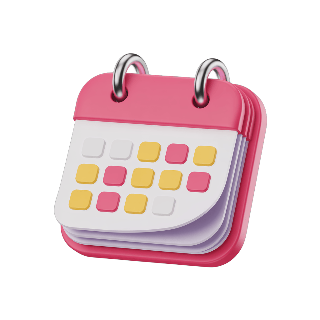 Cheerful 3D cartoon calendar clipart for planning events and daily schedules PNG - transparent background