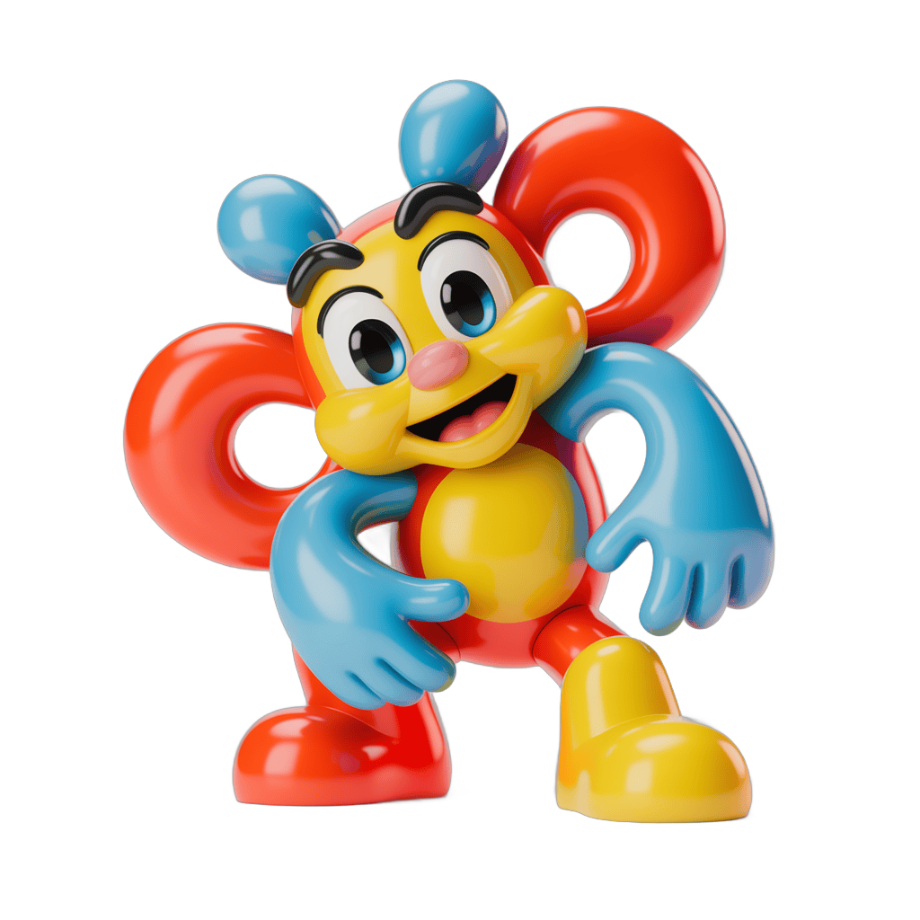 Cheerful cartoon bee character with inflatable rings for children toys and illustrations PNG - transparent background