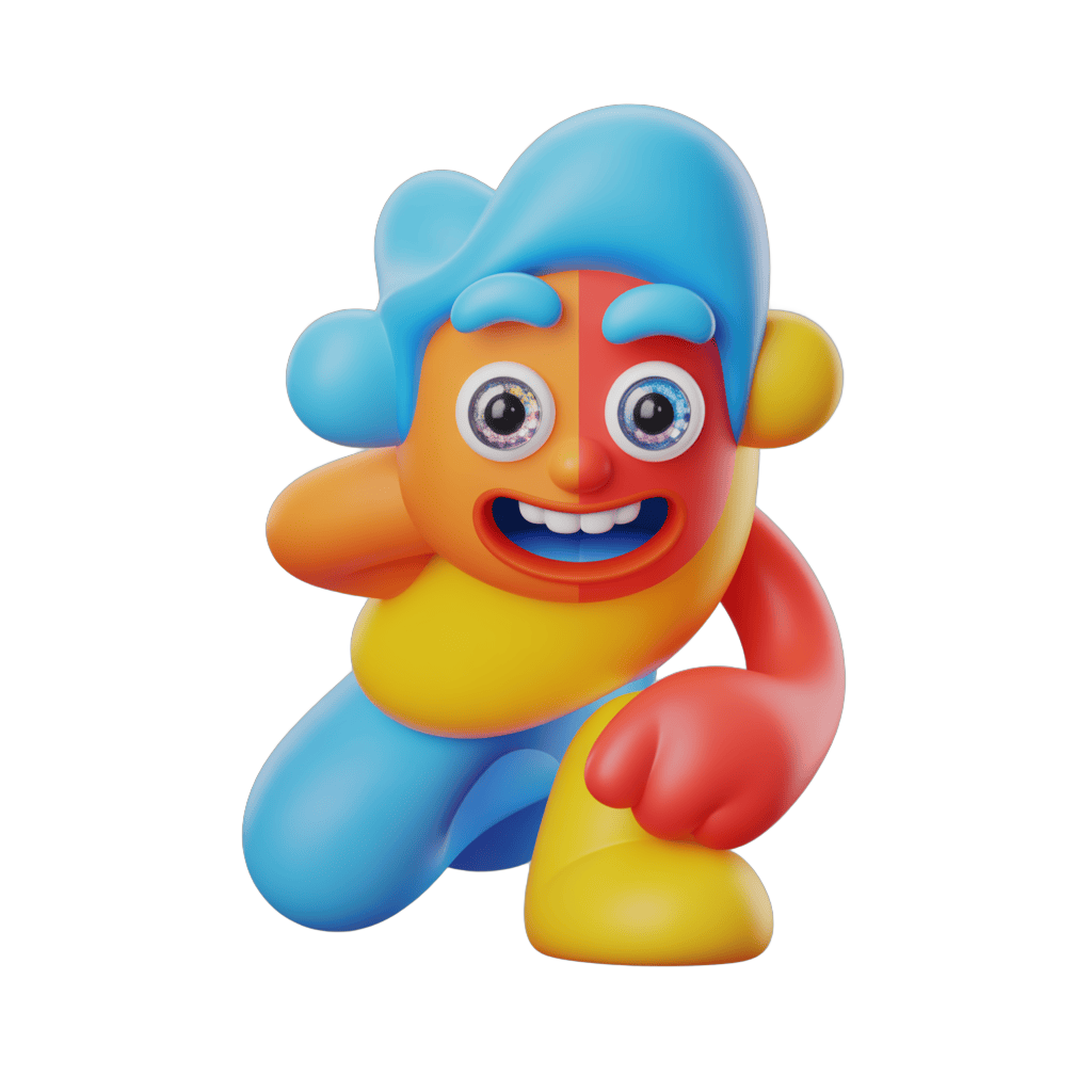 Cheerful cartoon character running with arms outstretched isolated transparent background PNG - transparent background