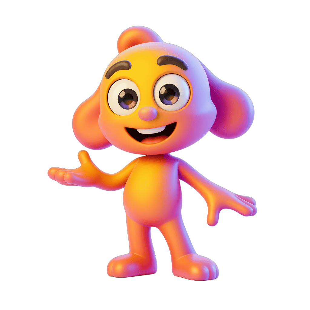 Cheerful cartoon character waving in vibrant 3d style for presentations and branding PNG - transparent background