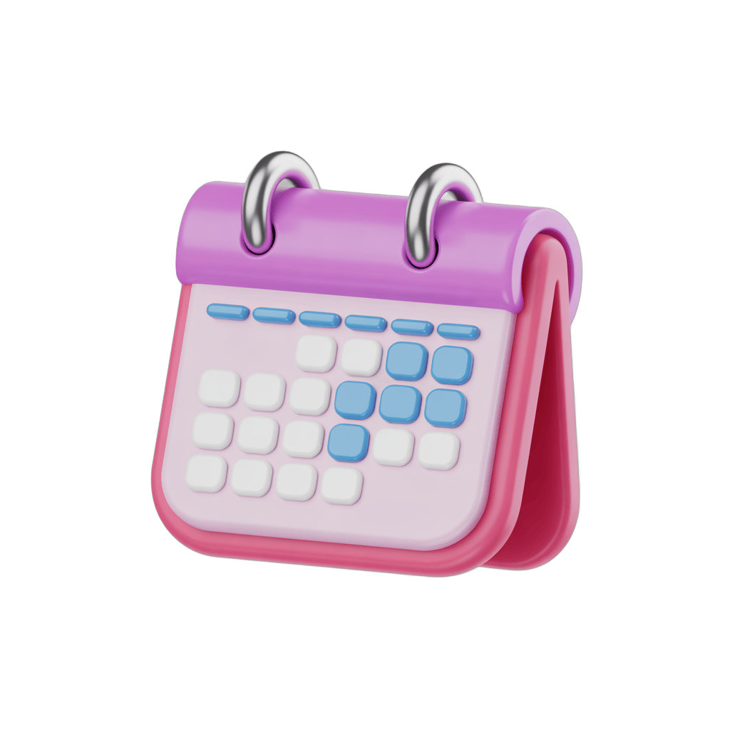 Cheerful pink calendar clipart with date grid for planning and scheduling events PNG - transparent background