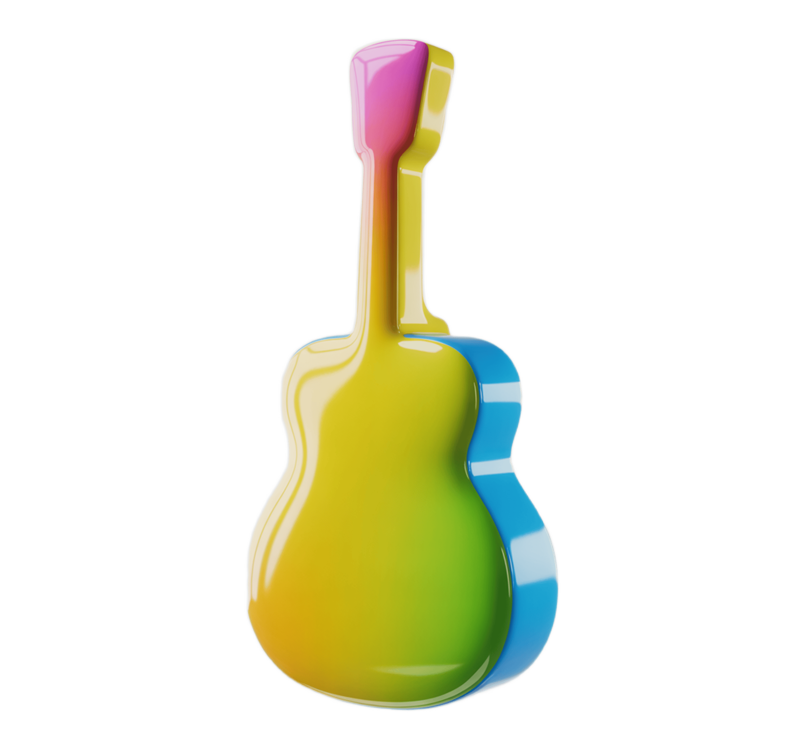 Colorful 3d cartoon guitar icon with transparent background for music education and kids learning materials PNG - transparent background