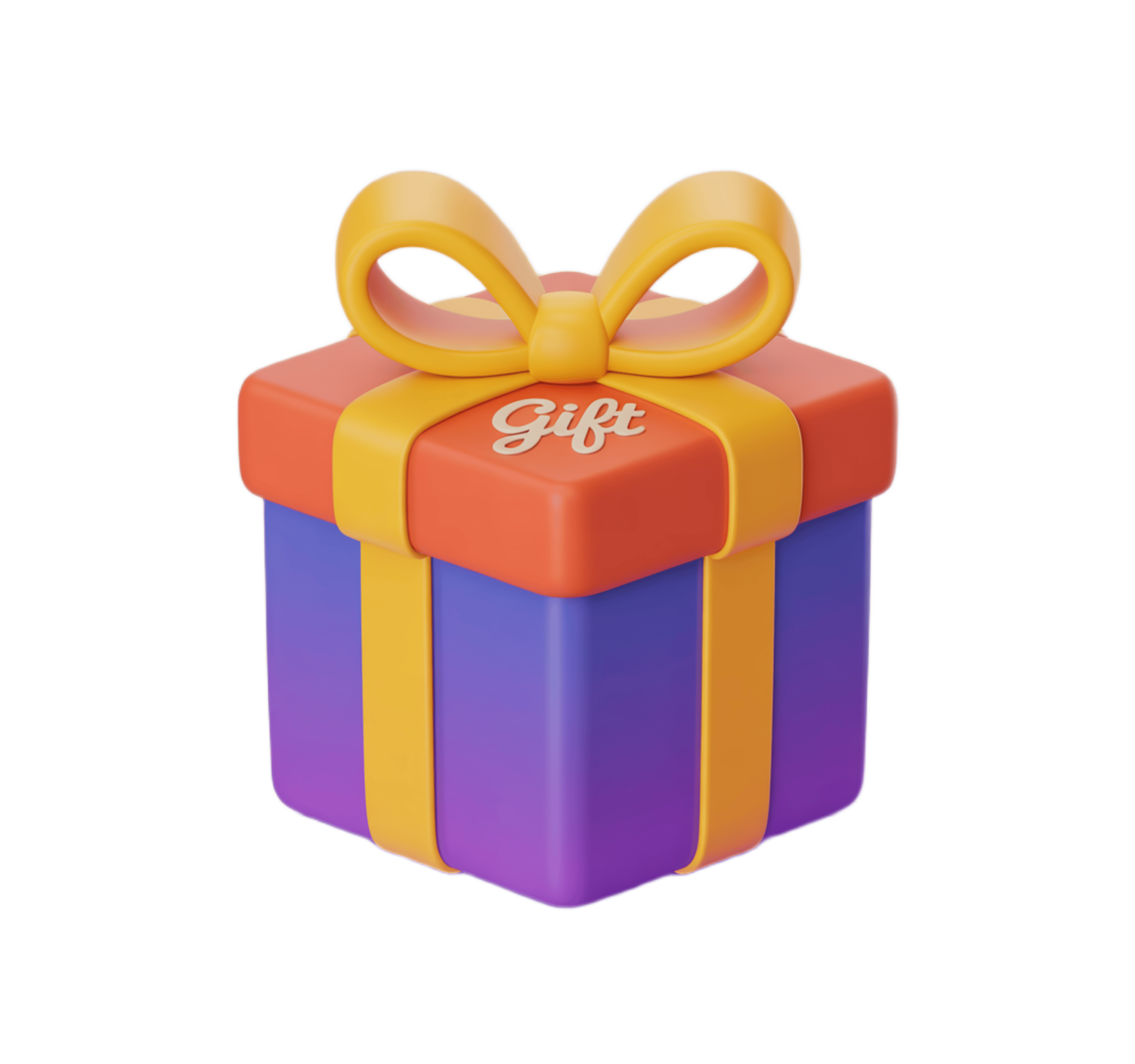 Colorful 3d gift box with yellow ribbon for birthday celebration presentation PNG - transparent background