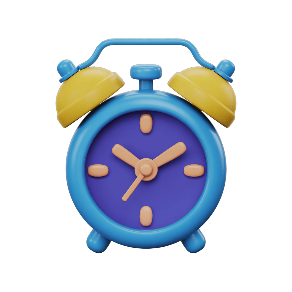 Colorful cartoon alarm clock with yellow bells for presentations and digital designs PNG - transparent background